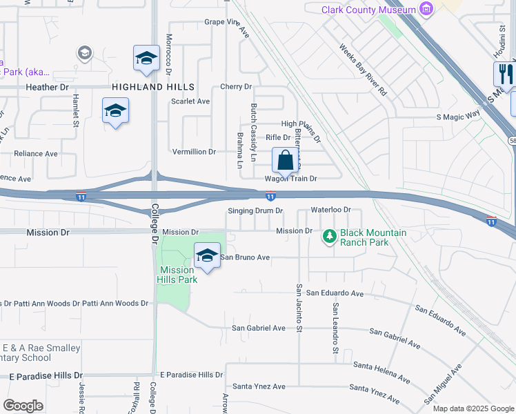 map of restaurants, bars, coffee shops, grocery stores, and more near 814 Singing Drum Drive in Henderson