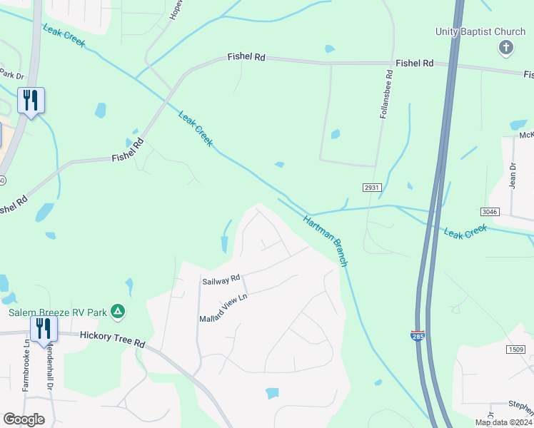 map of restaurants, bars, coffee shops, grocery stores, and more near 5015 Walden Ridge Drive in Winston-Salem