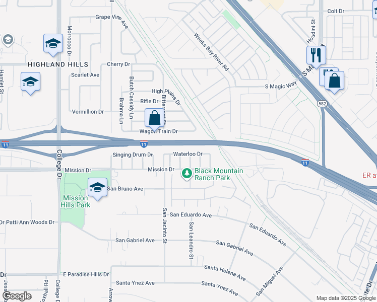map of restaurants, bars, coffee shops, grocery stores, and more near 852 Waterloo Drive in Henderson