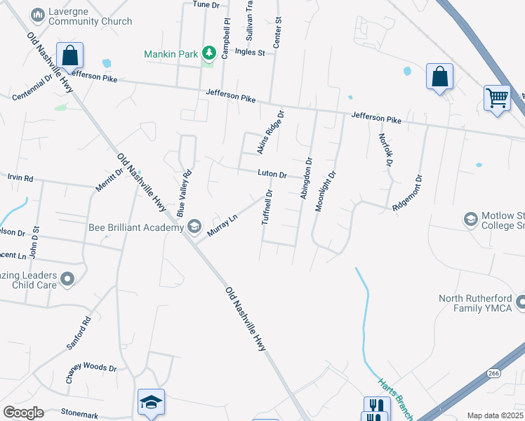map of restaurants, bars, coffee shops, grocery stores, and more near 1414 Tuffnell Drive in La Vergne