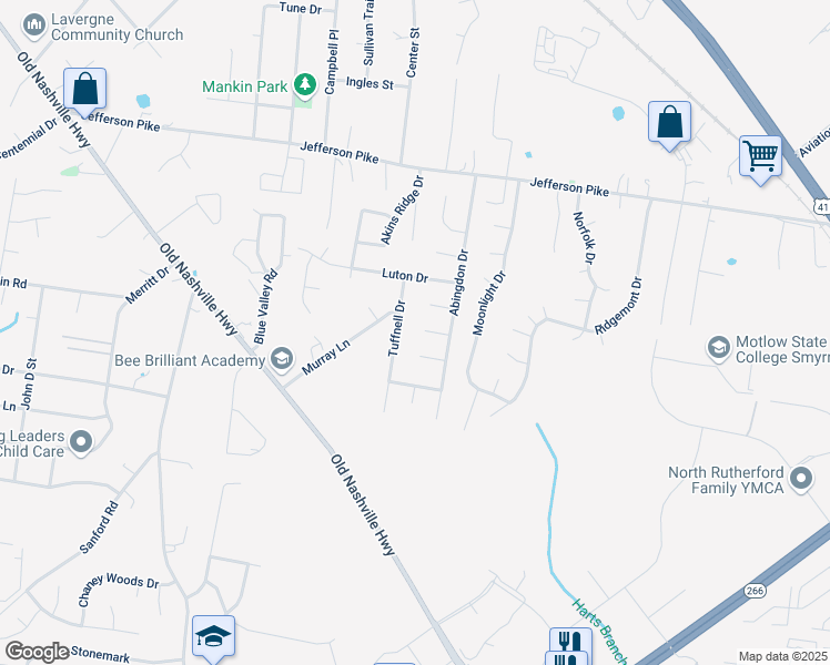 map of restaurants, bars, coffee shops, grocery stores, and more near 1509 Banbury Court in La Vergne