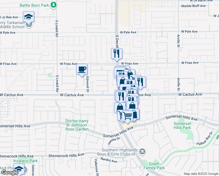 map of restaurants, bars, coffee shops, grocery stores, and more near 10462 Kepler Cascades Street in Las Vegas