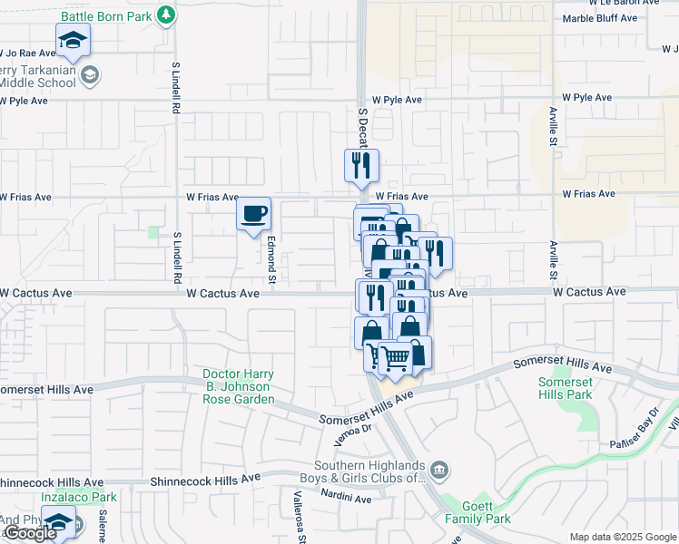 map of restaurants, bars, coffee shops, grocery stores, and more near 10462 Kepler Cascades Street in Las Vegas