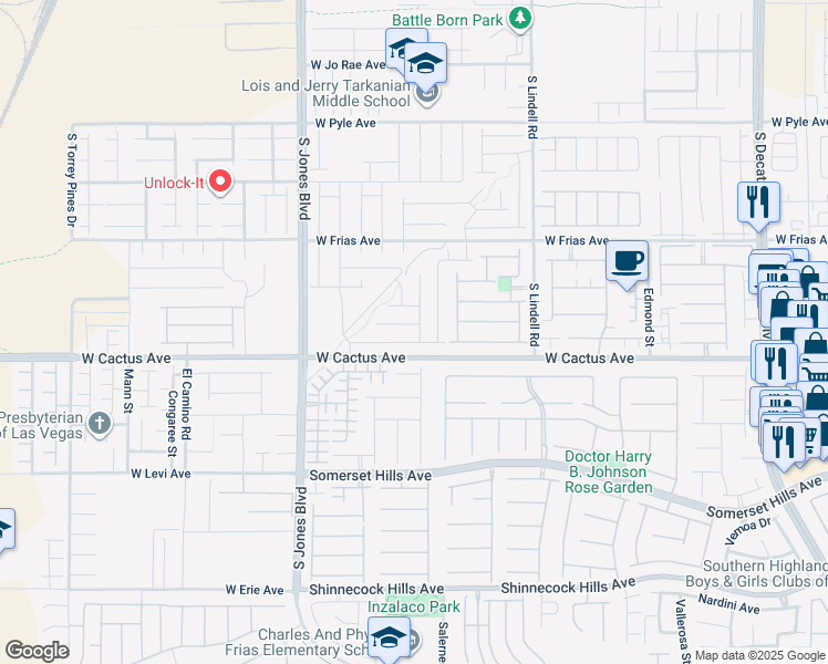 map of restaurants, bars, coffee shops, grocery stores, and more near 10461 Joaquin Fire Street in Las Vegas