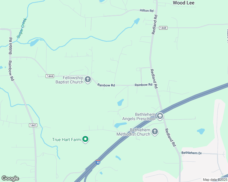 map of restaurants, bars, coffee shops, grocery stores, and more near 1158 Rainbow Road in Advance