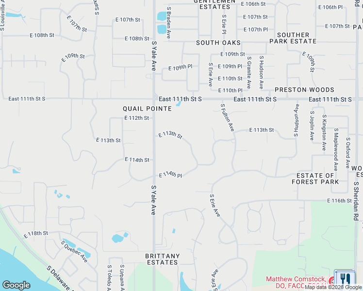 map of restaurants, bars, coffee shops, grocery stores, and more near 4920 East 113th Street in Tulsa
