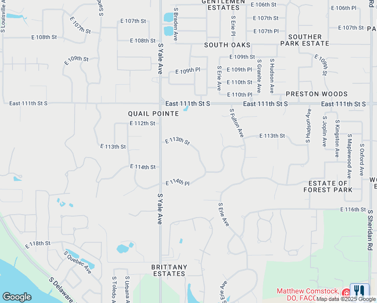 map of restaurants, bars, coffee shops, grocery stores, and more near 4920 East 113th Street in Tulsa