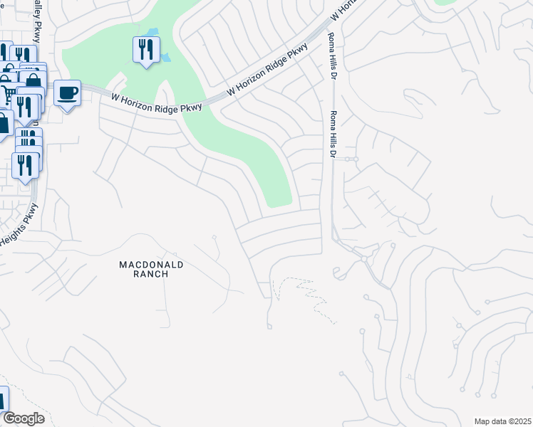 map of restaurants, bars, coffee shops, grocery stores, and more near 2066 Tiger Links Drive in Henderson