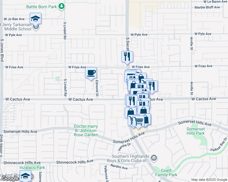 map of restaurants, bars, coffee shops, grocery stores, and more near 5037 Lower Falls Court in Las Vegas