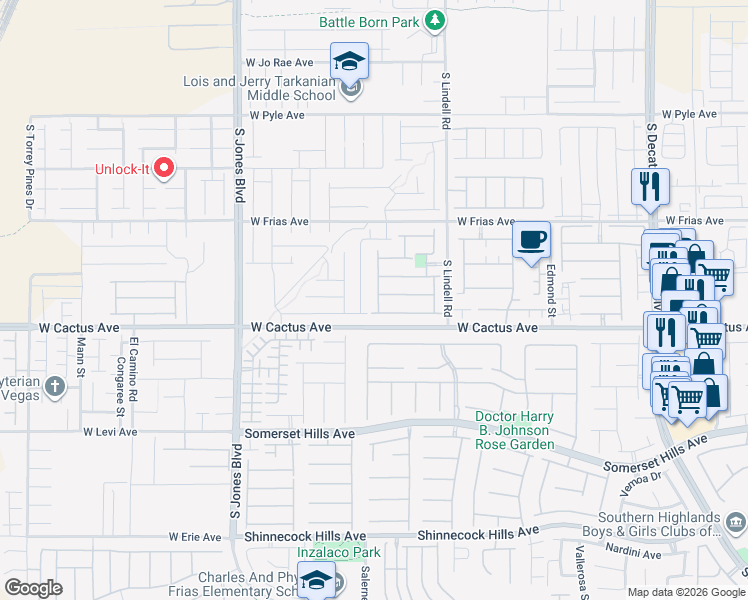 map of restaurants, bars, coffee shops, grocery stores, and more near 10430 Beallsville Street in Las Vegas