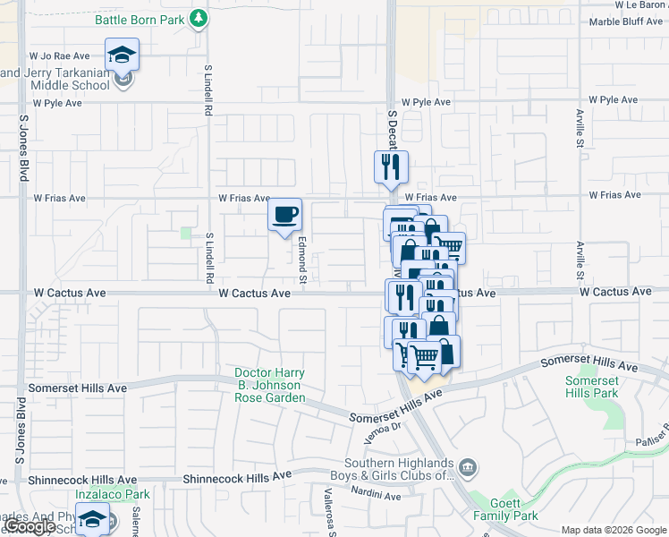 map of restaurants, bars, coffee shops, grocery stores, and more near 5097 Lower Falls Court in Las Vegas