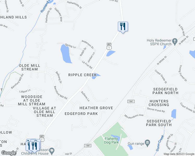 map of restaurants, bars, coffee shops, grocery stores, and more near 1188 North Main Street in Wake Forest