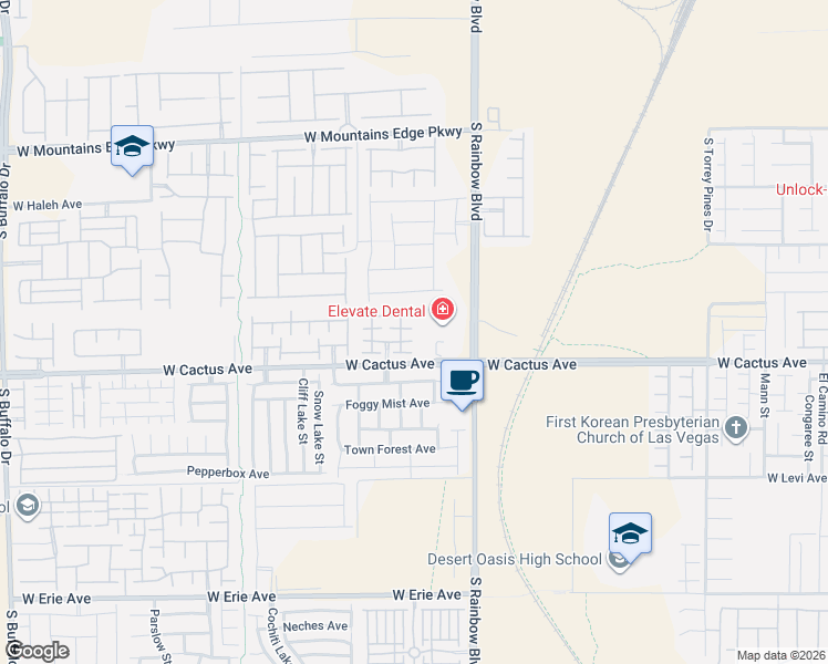 map of restaurants, bars, coffee shops, grocery stores, and more near 10425 Badger Ravine Street in Las Vegas
