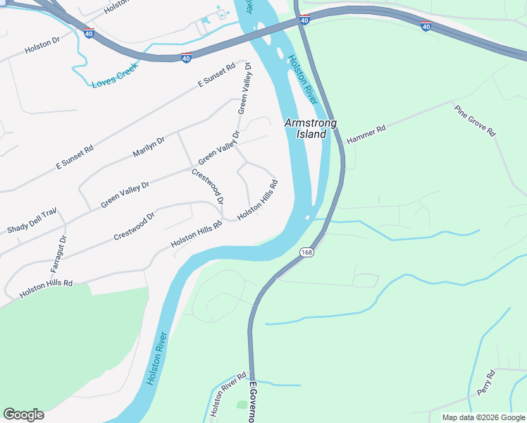 map of restaurants, bars, coffee shops, grocery stores, and more near 5901 Holston Hills Road in Knoxville