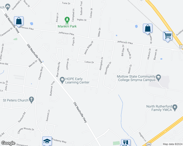 map of restaurants, bars, coffee shops, grocery stores, and more near 1508 Banbury Court in La Vergne