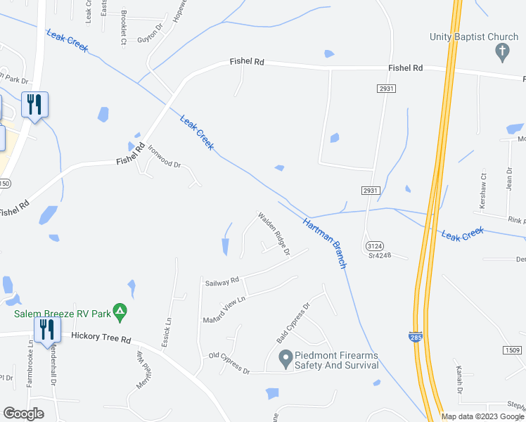 map of restaurants, bars, coffee shops, grocery stores, and more near 4995 Walden Ridge Drive in Winston-Salem