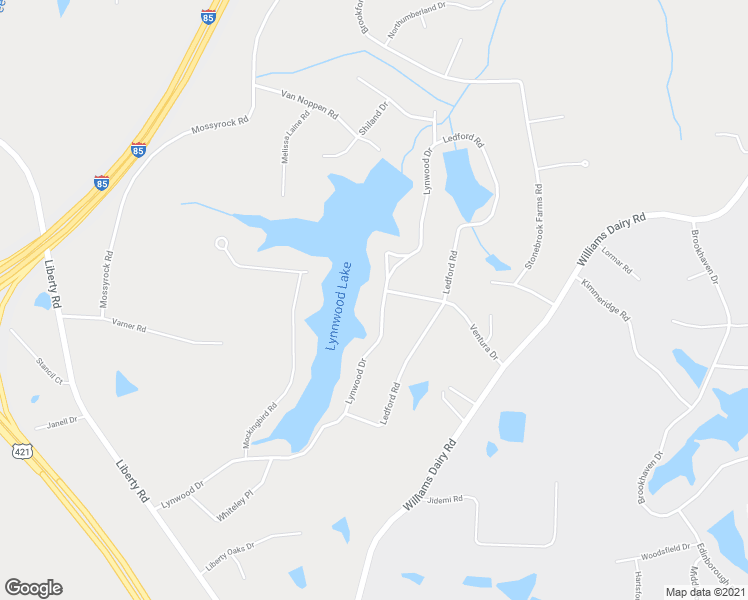 map of restaurants, bars, coffee shops, grocery stores, and more near 2027 Lynwood Drive in Greensboro