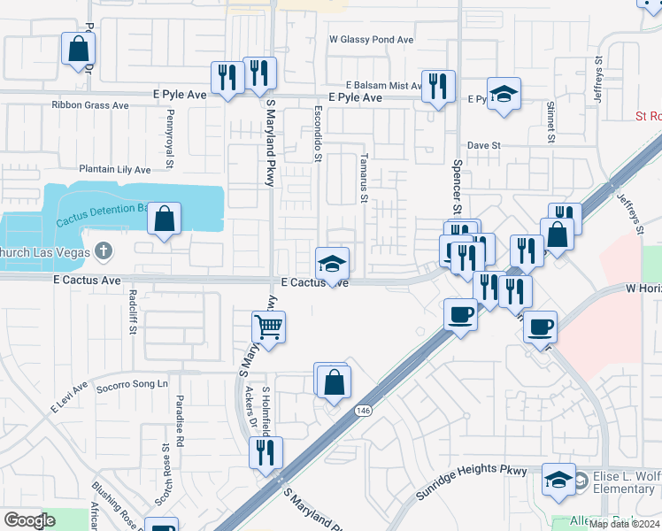 map of restaurants, bars, coffee shops, grocery stores, and more near 10466 Gwynns Falls Street in Las Vegas