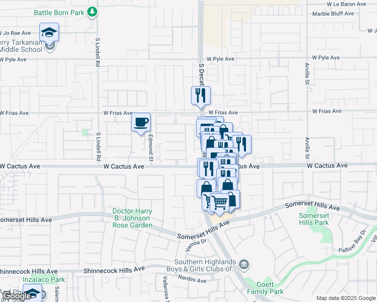 map of restaurants, bars, coffee shops, grocery stores, and more near 10450 Kepler Cascades Street in Las Vegas