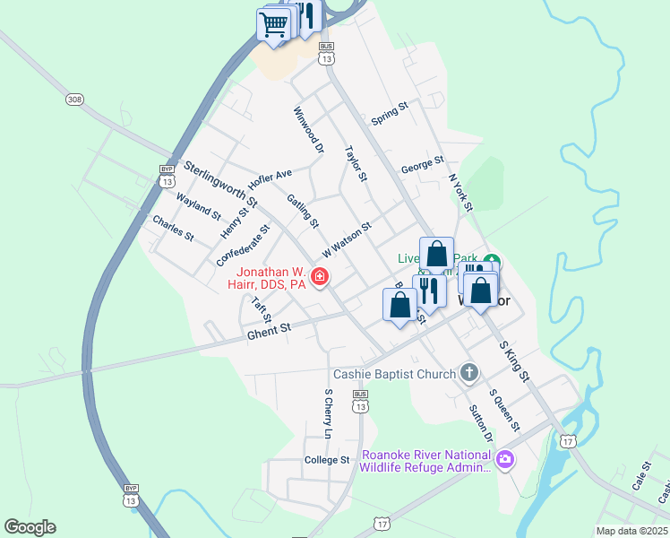 map of restaurants, bars, coffee shops, grocery stores, and more near 401 Sterlingworth Street in Windsor