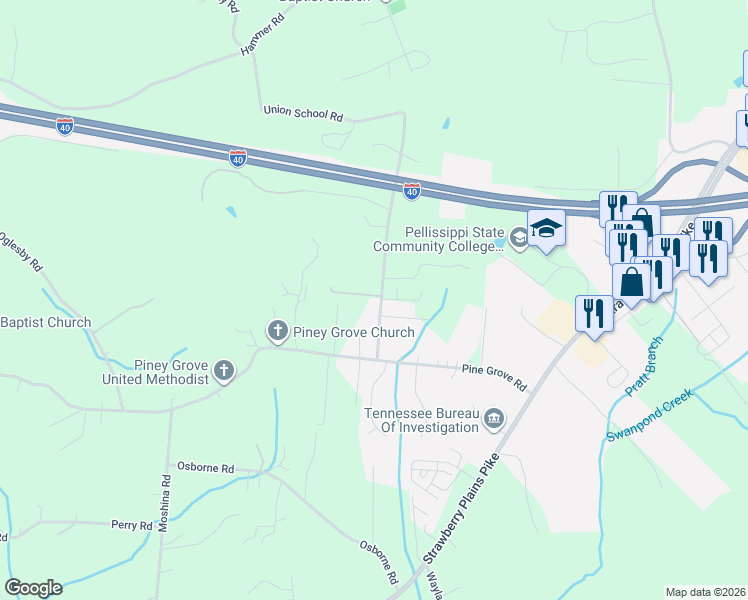 map of restaurants, bars, coffee shops, grocery stores, and more near 1026 Union School Road in Knoxville