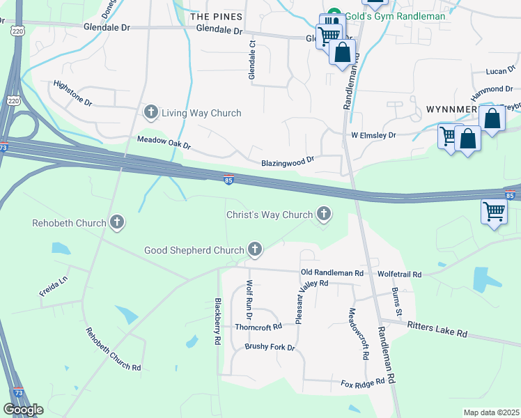map of restaurants, bars, coffee shops, grocery stores, and more near 1914 Penley Trl in Greensboro