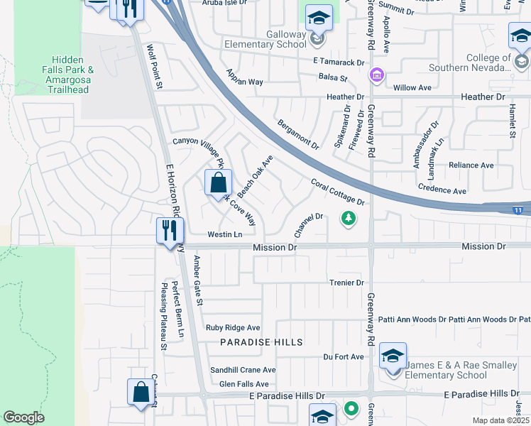 map of restaurants, bars, coffee shops, grocery stores, and more near 158 Coastal Pier Court in Henderson