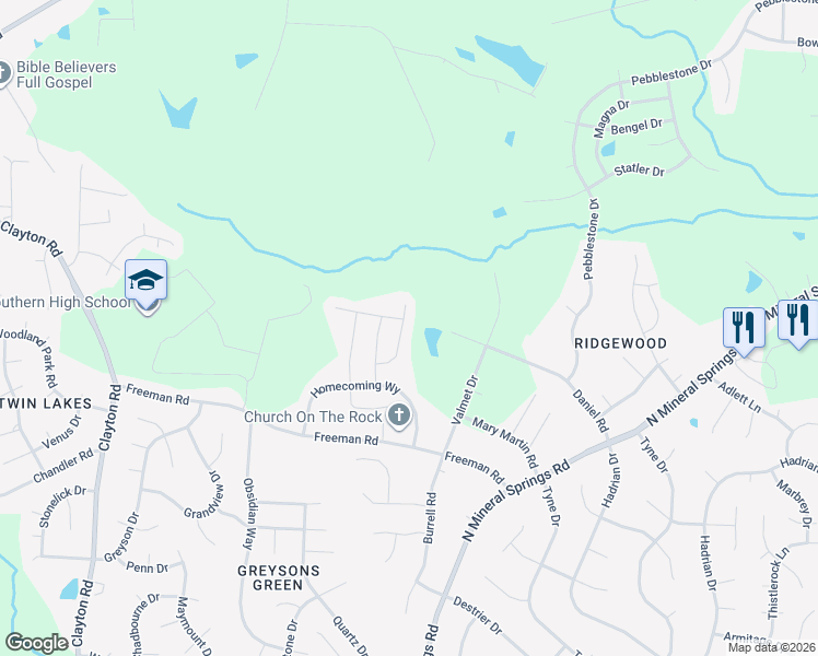 map of restaurants, bars, coffee shops, grocery stores, and more near 1064 Gentle Reed Drive in Durham