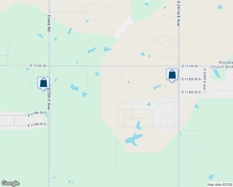 map of restaurants, bars, coffee shops, grocery stores, and more near 11170 South 235th East Avenue in Broken Arrow