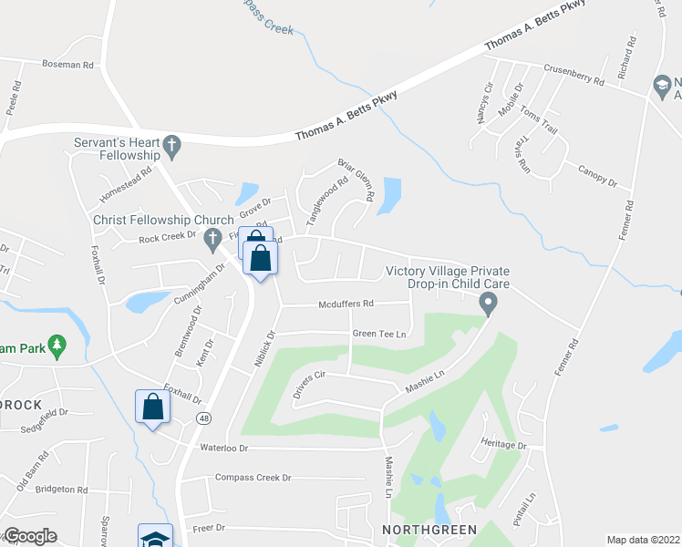 map of restaurants, bars, coffee shops, grocery stores, and more near 101 Opossum Trot Court in Rocky Mount