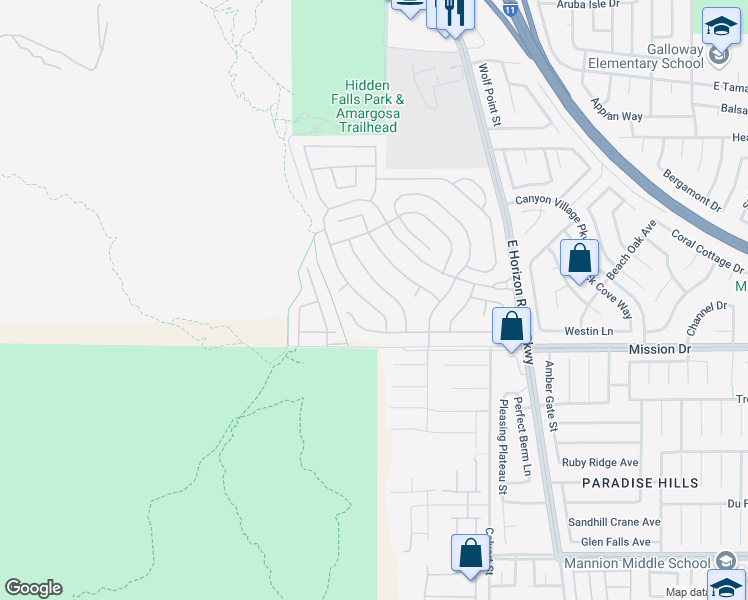map of restaurants, bars, coffee shops, grocery stores, and more near 145 Voltaire Avenue in Henderson