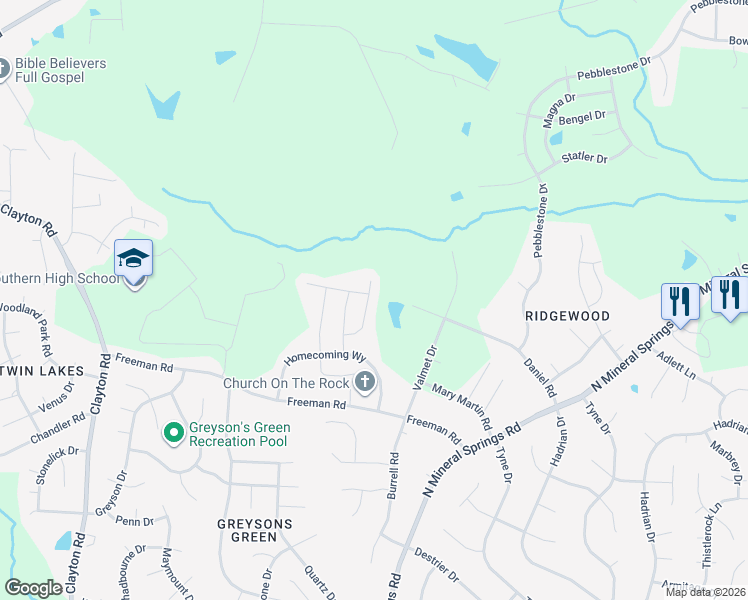 map of restaurants, bars, coffee shops, grocery stores, and more near 1064 Gentle Reed Drive in Durham