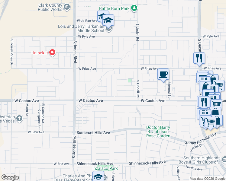 map of restaurants, bars, coffee shops, grocery stores, and more near 10430 Beallsville Street in Las Vegas