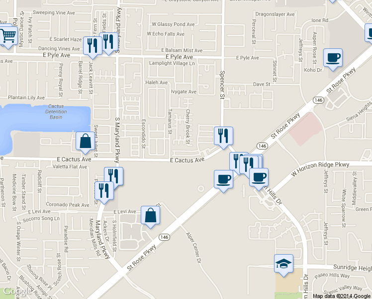 map of restaurants, bars, coffee shops, grocery stores, and more near 1546 Evening Spirit Avenue in Las Vegas