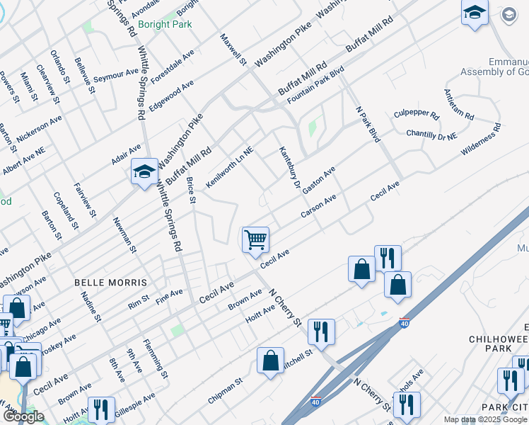 map of restaurants, bars, coffee shops, grocery stores, and more near 2635 Gaston Avenue in Knoxville