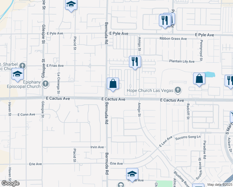 map of restaurants, bars, coffee shops, grocery stores, and more near 430 East Cactus Avenue in Las Vegas