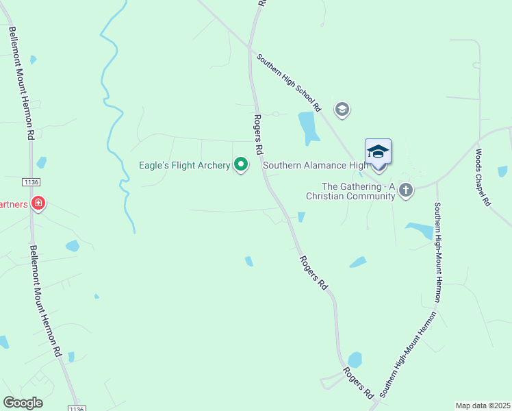map of restaurants, bars, coffee shops, grocery stores, and more near 729 Grey Fox Trail in Graham