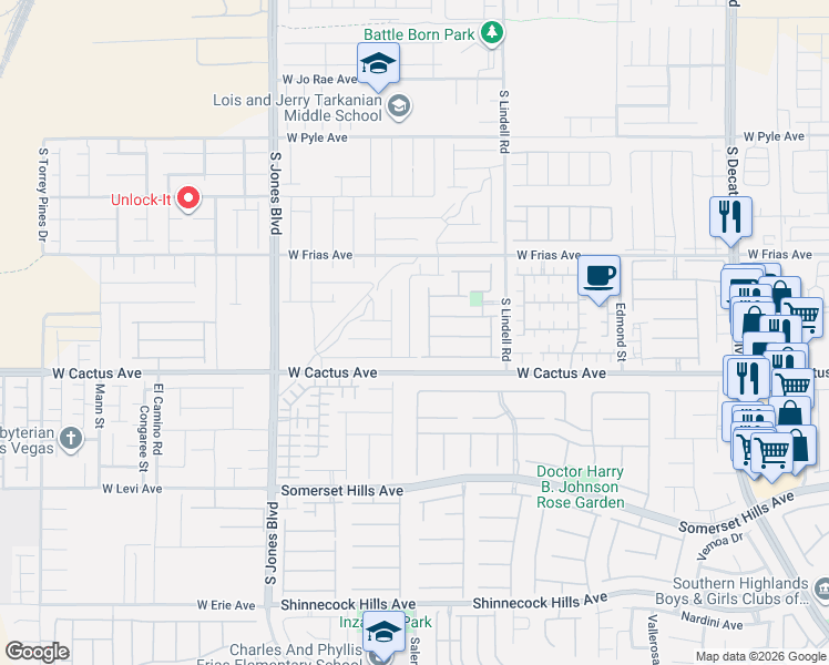 map of restaurants, bars, coffee shops, grocery stores, and more near 10430 Beallsville Street in Las Vegas