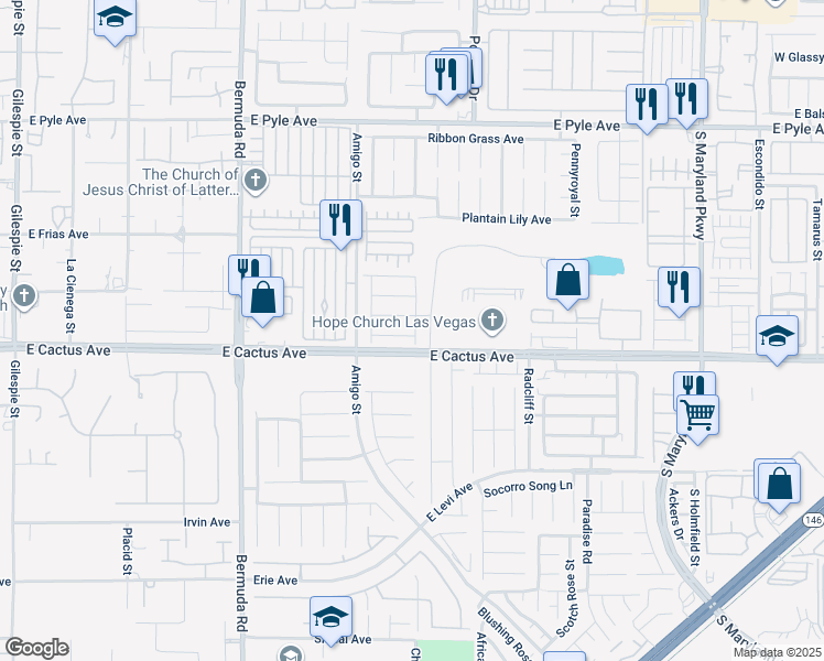 map of restaurants, bars, coffee shops, grocery stores, and more near 696 Stone Hammer Avenue in Las Vegas