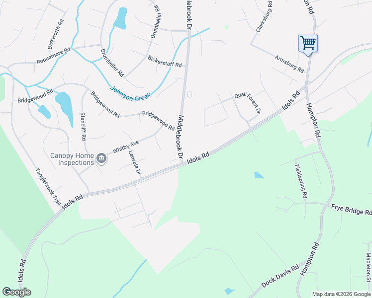 map of restaurants, bars, coffee shops, grocery stores, and more near 6889 Idols Road in Clemmons
