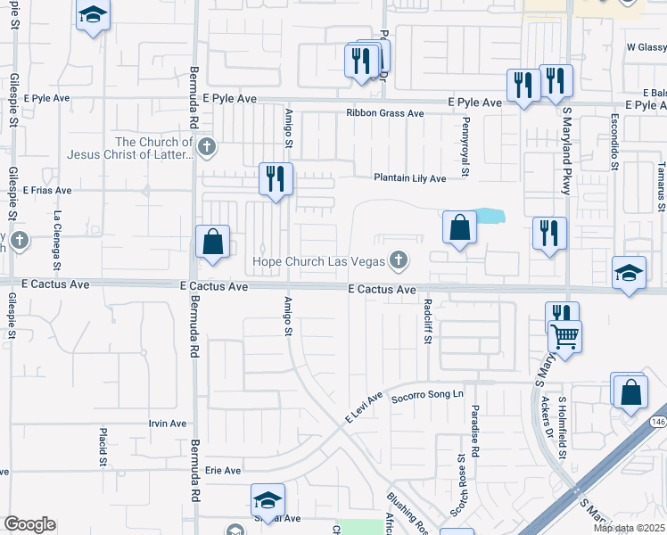 map of restaurants, bars, coffee shops, grocery stores, and more near 696 Stone Hammer Avenue in Las Vegas
