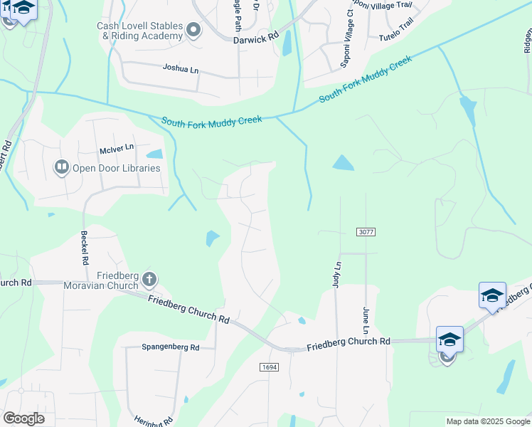 map of restaurants, bars, coffee shops, grocery stores, and more near 1972 Claim Jumper Tr in Winston-Salem