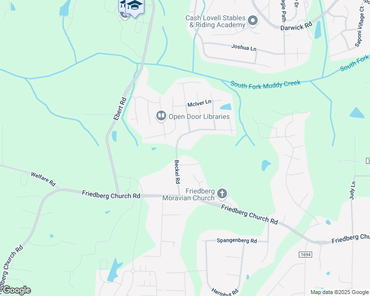 map of restaurants, bars, coffee shops, grocery stores, and more near 4937 Beckel Road in Winston-Salem