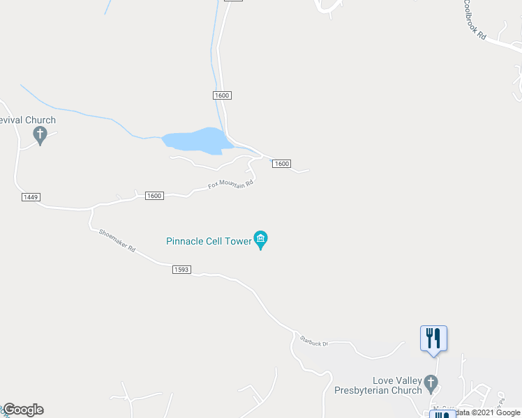 map of restaurants, bars, coffee shops, grocery stores, and more near 729 Fox Mountain Road in Iredell