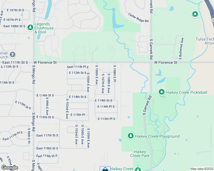 map of restaurants, bars, coffee shops, grocery stores, and more near 11302 South 108th East Avenue in Bixby