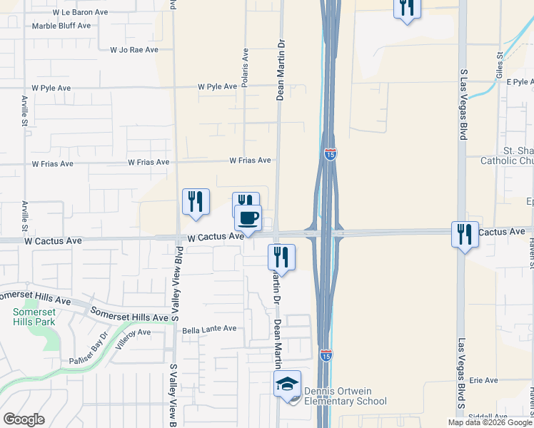 map of restaurants, bars, coffee shops, grocery stores, and more near 3245 Tarantella Avenue in Enterprise