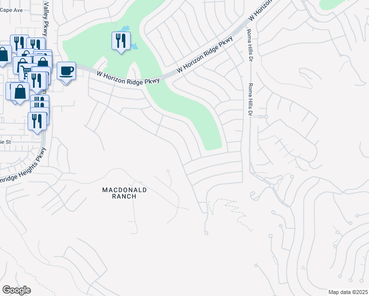 map of restaurants, bars, coffee shops, grocery stores, and more near 2081 Desert Woods Drive in Henderson