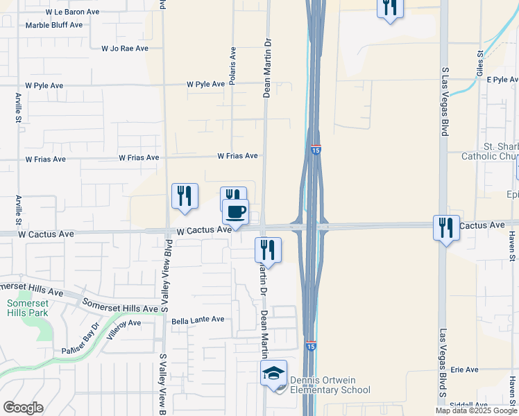 map of restaurants, bars, coffee shops, grocery stores, and more near 3203 Tarantella Avenue in Enterprise