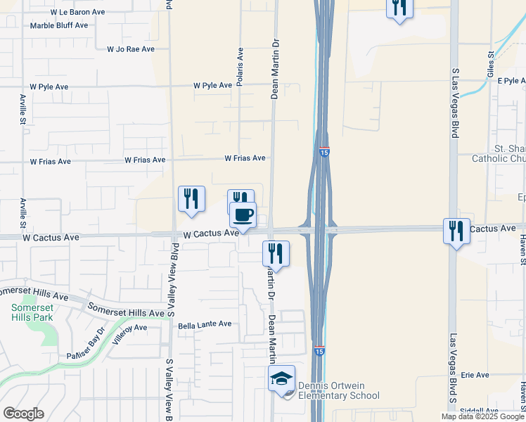 map of restaurants, bars, coffee shops, grocery stores, and more near 3231 Tarantella Avenue in Enterprise