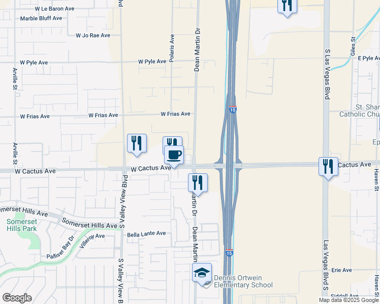 map of restaurants, bars, coffee shops, grocery stores, and more near 3217 Tarantella Avenue in Enterprise